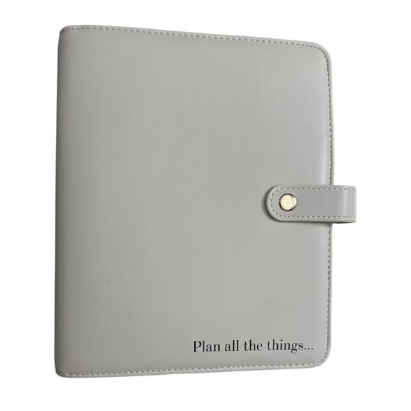 Franklin Covey Full-Grain Leather 7 Ring Planner Binder Gray Made in USA... - Picture 1 of 14